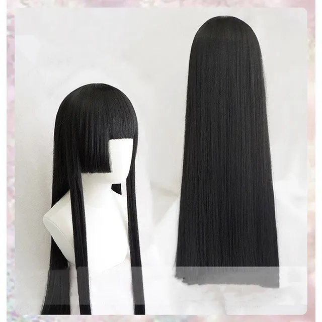 Yan Moai Xiaoai Black Long Straight Cosplay Wig - Photo Color