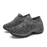 Thick bottom casual flying woven women's shoes - Grey