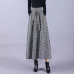 British style skirt high waist long skirt - Light Grey