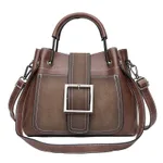 Women Handbag Ladies Soft Pu Leather Bag Pin Type - Coffee