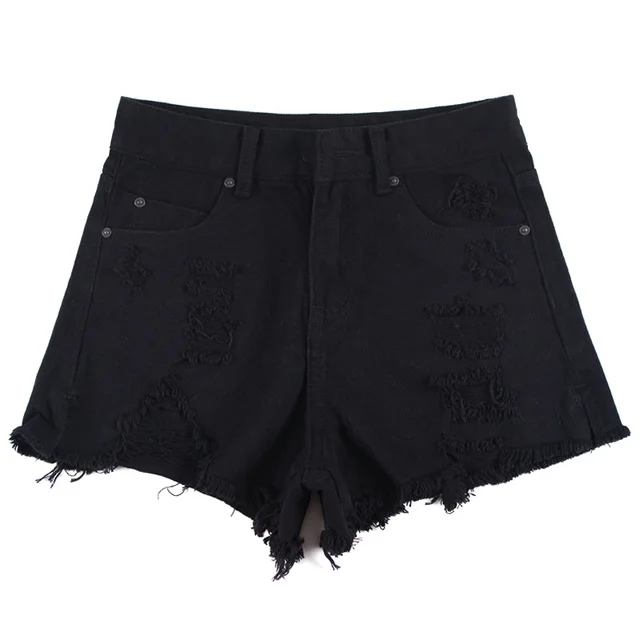 High Waist Ripped Denim Shorts Black - Shop at LoveMi
