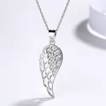 Fashion Simple Angel Wing Necklace in Sterling Silver - White Gold