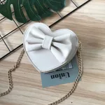 Cute one-shoulder diagonal bag girl love bow small bag - White