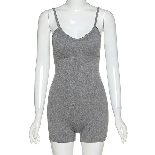 Women's short Jumpsuit with suspender - Grey