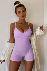 Women's short Jumpsuit with suspender - Purple