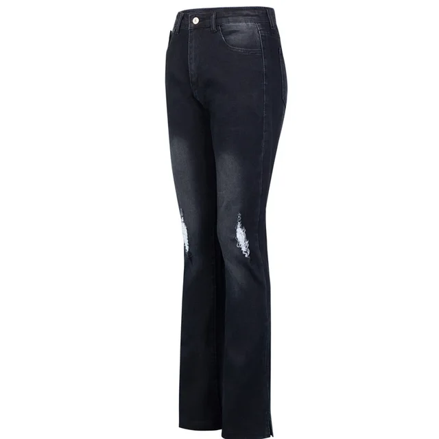 Skinny ripped flared pants Black - Shop at LoveMi