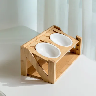 Cat bowl wooden dish rack White - Shop at LoveMi