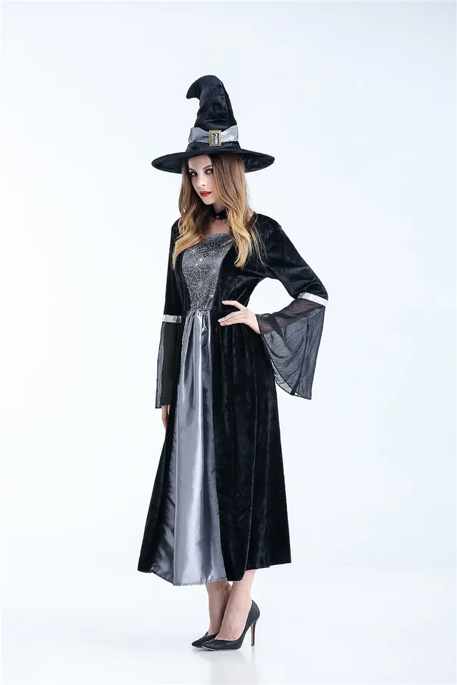 Women Scary Witch Costumes Sorceress Cosplay Costume For Halloween Carnival Fancy Dress Women Magic Moment Costume Gray - Shop at LoveMi