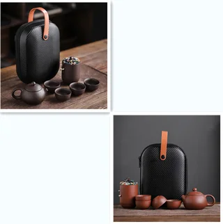 Travel Tea Set Portable Set Household Purple Sand A Pot Of Four Cups Tea Cans Outdoor Car Products - 2Color Set