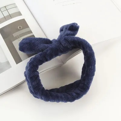 Coral Velvet Bow Cross Hairband Navy Blue - Shop at LoveMi