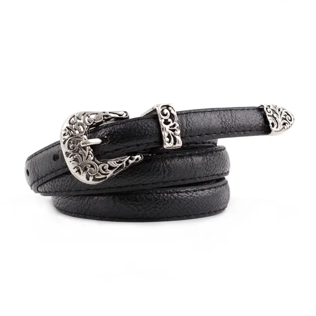 Alloy pin buckle Fashion Hundred Matching Dress Decoration Belt - Black