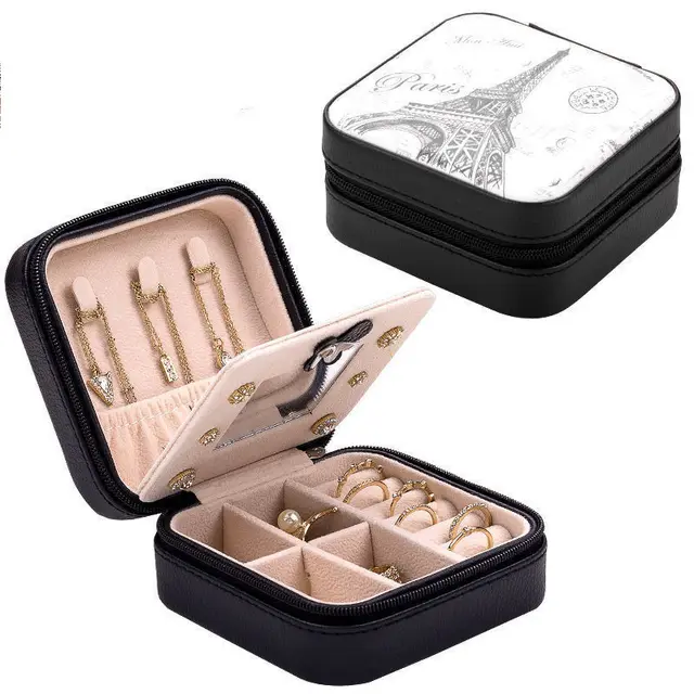 European Style Portable Zipper Storage Box for Jewelry High Tower Black - Shop at LoveMi
