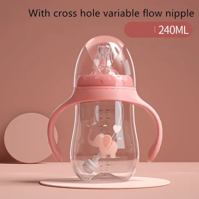 Baby Wide-diameter Baby Bottle, Child Drinking Cup Sippy Cup - Pink