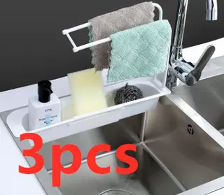 Telescopic Sink Storage Rack - White 3Pcs