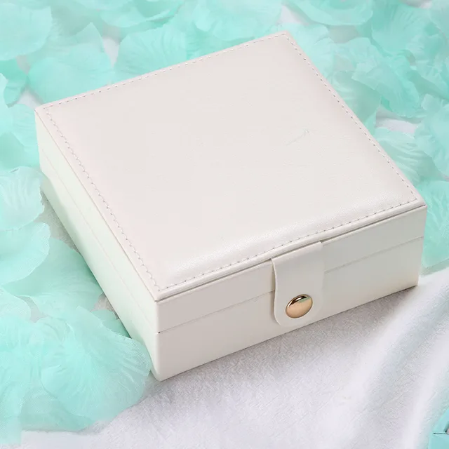 Single layer Pu simple jewelry storage box - White