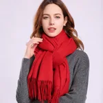 Pure color thick cashmere scarf shawl dual-use - Red