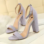 Thick heel high heel sexy nightclub sandals - Purple