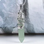 Tribal Totem Dragon Shape Natural Stone Pendant Necklace - Green Tomb