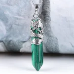 Tribal Totem Dragon Shape Natural Stone Pendant Necklace - Malachite