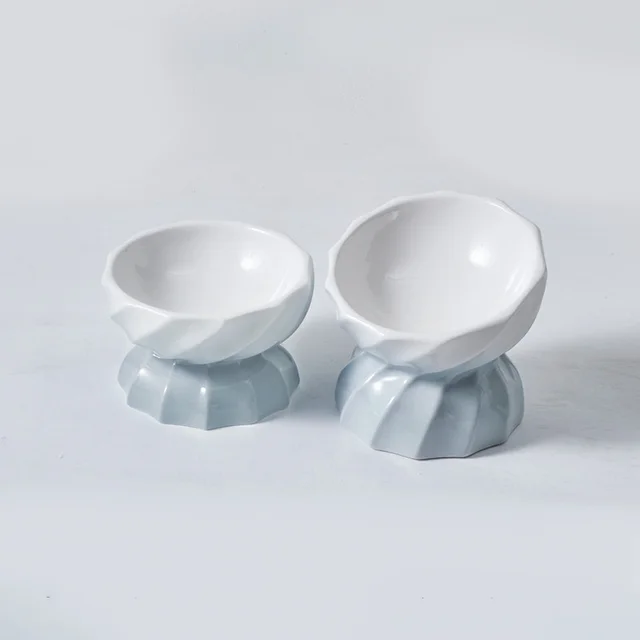 Cat bowl ceramic non slip food bowl rice bowl Grey Set - Shop at LoveMi