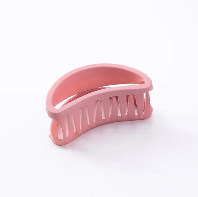 Korean style simple versatile grip sanding hollow curved hair catch half catch ponytail clip bath hairpin card K2401 Pink - Shop at LoveMi