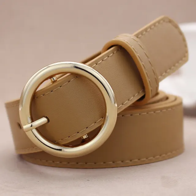 Alloy versatile round buckle belt - Khaki