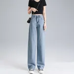 Tencel jeans wide leg pants for women in summer - Vintage Blue