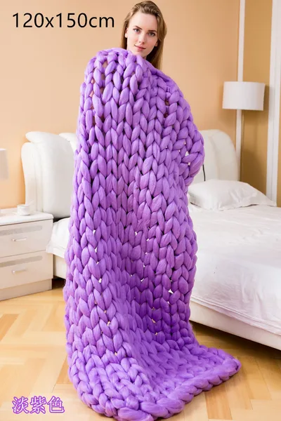 Acrylic woven super thick wool blanket Purple - Shop at LoveMi