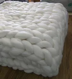 Acrylic woven super thick wool blanket - White