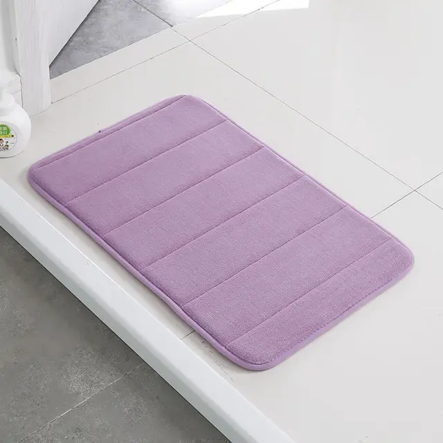 Home Bath Mat Coral Fleece Bathroom Carpet Water Absorption Non slip Memory Foam Absorbent Washable Rug Toilet Floor Mat Purple - Shop at LoveMi