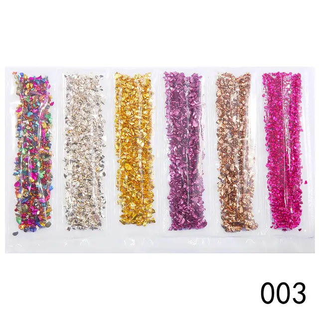 Nail Supplies, Diamond Glass Fragments, Gold And Silver Broken Glass Nails 003Style - Shop at LoveMi