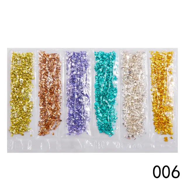 Nail Supplies, Diamond Glass Fragments, Gold And Silver Broken Glass Nails 006Style - Shop at LoveMi