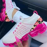 Increased Single Shoes Flying Woven Lace-up Sneakers - White