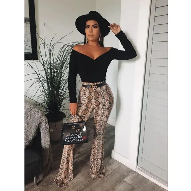 Loose Casual Printed Flared Trousers Leopard Print - Shop at LoveMi