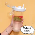 With straw drinking cup adult net red double drink plastic girl ins wind light simple forest cup creative - White