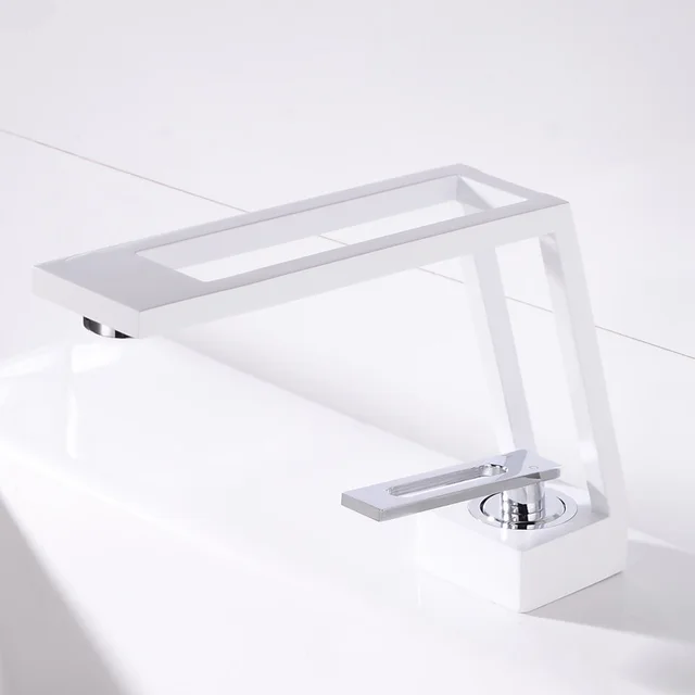 Black minimalist industrial style household bathroom faucet - White