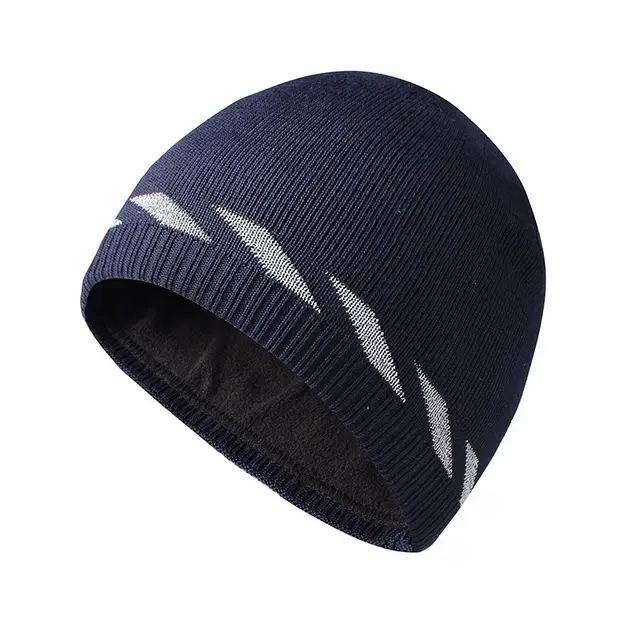 Reflective silk knitted hat - Dark Blue