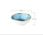 Household eating bowl ceramic soup bowl plate - Blue 5