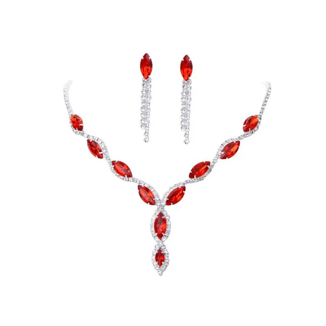 Burst Red Suit, Bridal Necklace, Wedding Jewelry, Big Diamond Jewelry Sales Red - Shop at LoveMi