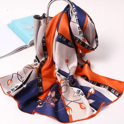 Women's Silk Scarf Long Multifunctional Spring And Autumn Thin Section Orange - Shop at LoveMi