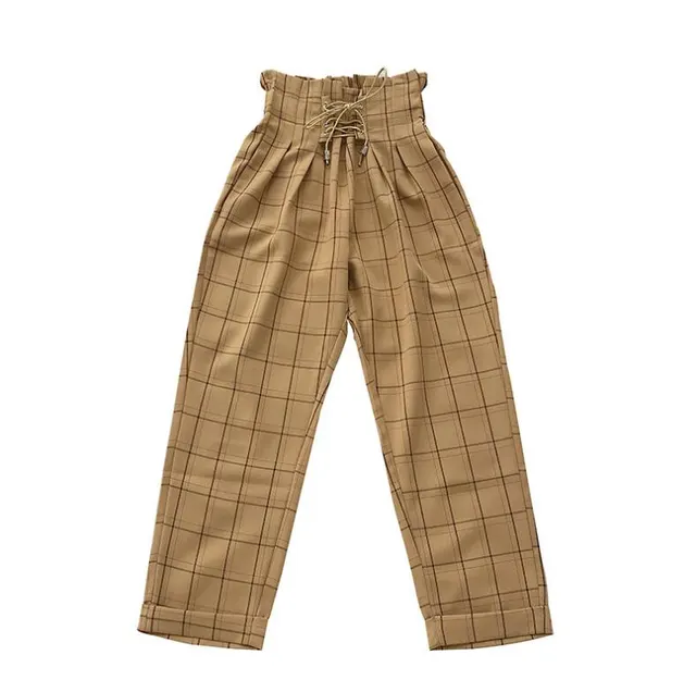 Casual lace-up ankle loose harem cropped pants - Khaki