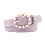 Leather pearl belt - Purple