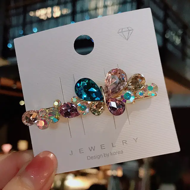 Color Butterfly Big Czech Diamond Hairpin - Color