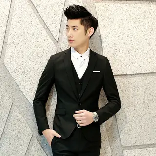 Men's suit three-piece suit - Black