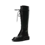 Leather riding boots high boots knee high heels boots - Lace-39