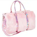 Laser Symphony Faux Fur Plush Oversized Travel Bag Luggage Bag Large Capacity Tote - Pink