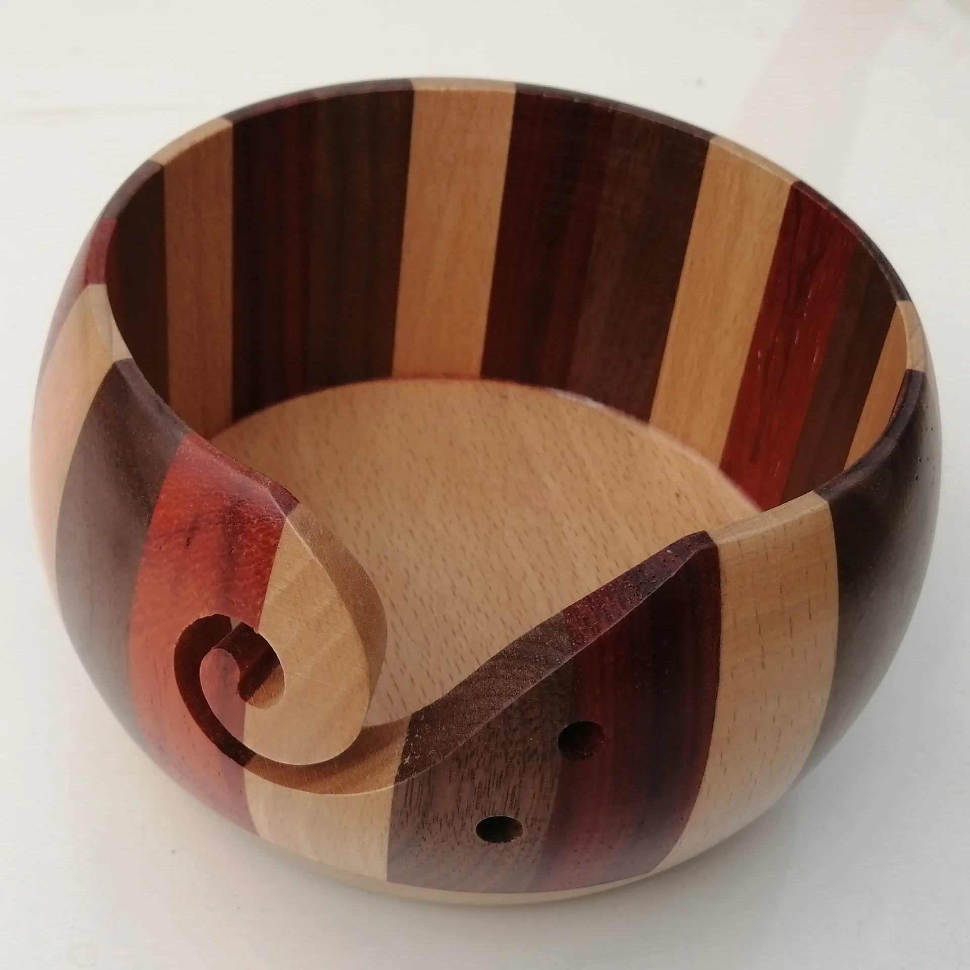 Handmade Wooden Yarn Bowl - Floral Color - View 1