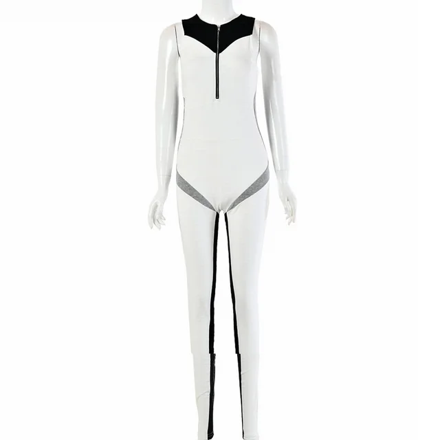 Street hipster sleeveless jumpsuit female trousers - White