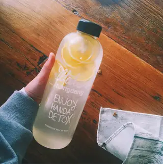 1000ML with cloth cover plastic cup creative large capacity student cup cute cup transparent water glass water bottle portable cup - Plastic Belt C...