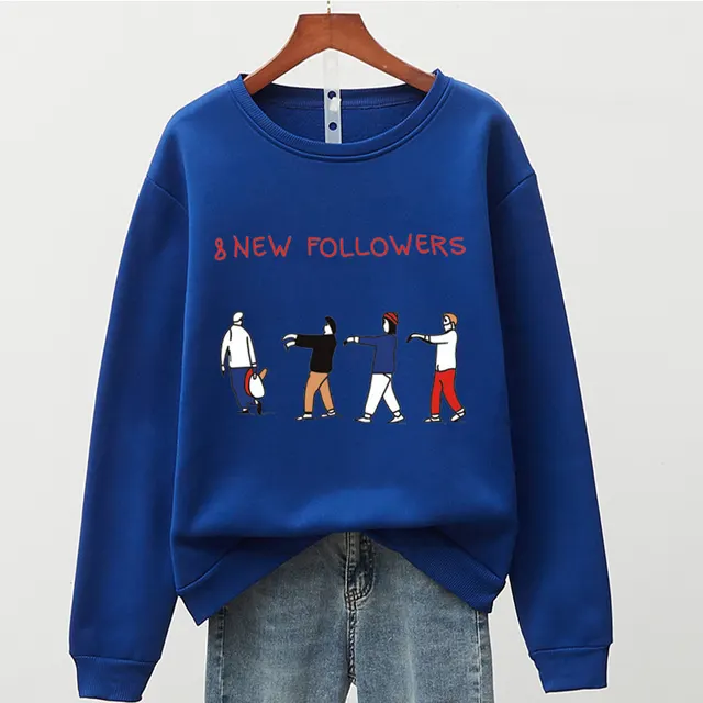 Women's Autumn And Winter Pullover Round Neck Sweater - Blue